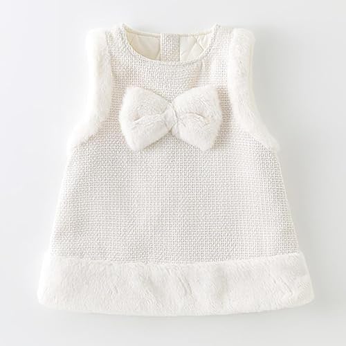 Hopscotch Girls Sleeveless White Bow Applique Textured Dress with Blouse For Age (2-3 Years)