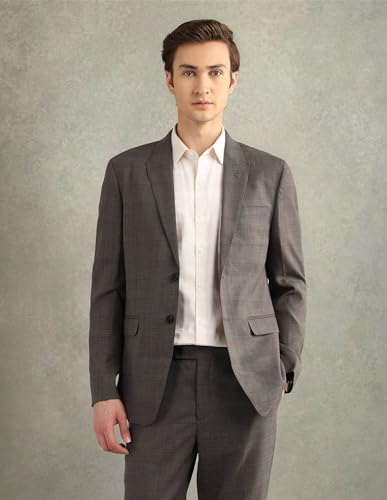 Arrow Men's Checked Tailored Fit Dobby Suit Brown