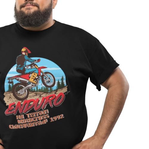 Jabro Plus Size Round Neck Cotton T-Shirt for Men & Teenage Boys with Enduro Motocross Motorcycle Bike Text Quote Graphic Print in Sizes 4XL(50in) 5XL(52in) 6XL(56in) 7XL(60in) Black