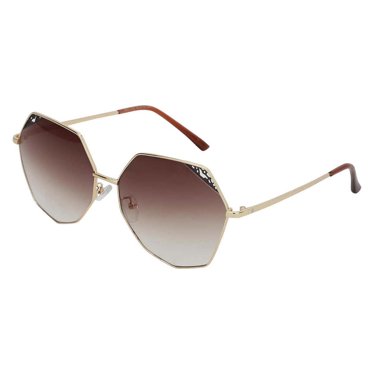 Carlton London Adults-Women Brown One Size Casual Winter Wear Metal Frame UV Protected Lens Square Sunglasses (Medium)