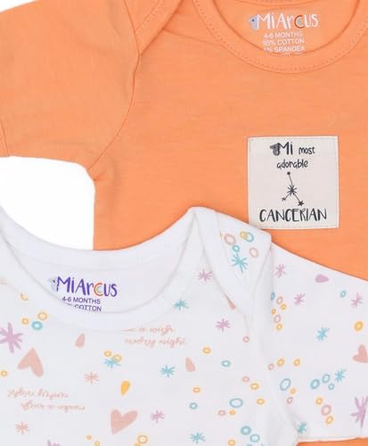 Mi Arcus Cotton Baby Rompers/Bodysuits/Jumpsuit for Boys and Girls Cancerian Unisex Onesie - Showering Love (Pack of 2) (6-9 Months)