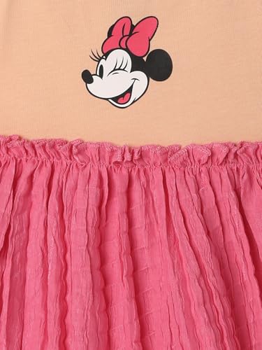 Nautinati Girls' Knit and Woven Digital Print Gathered Sleeve Dress