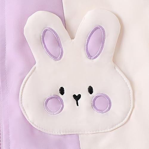 Hopscotch Girls Full Sleeves Lavender Bunny Applique Jacket For Ages(4-5 Years)
