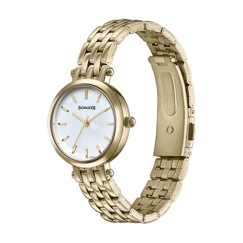 Sonata Wedding Edit Quartz Analog Off White Dial Stainless Steel Strap Watch for Women