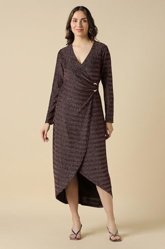 Women Maroon Textured Party Dress
