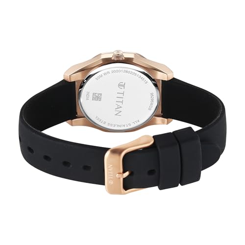 Titan Workday Wonders Quartz Analog Black Dial Black Silicone Strap Watch for Women