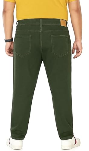 Pluss Tribe - Plus Size Jeans for Men - Relaxed Fit - Denim Jeans - Olive Raw - Size 52 - Ideal for Casual, Office