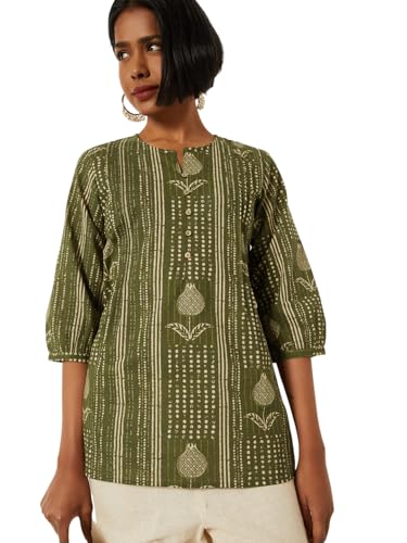 Max Women Printed Short Kurta (Green_M)