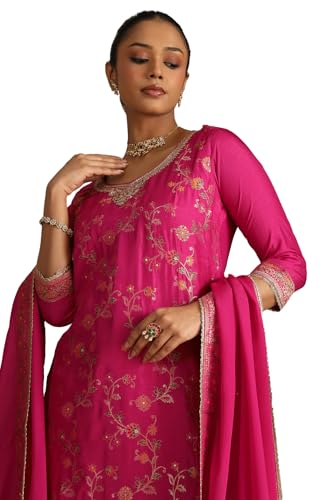 Soch Women's Viscose Blend Kurta Set (EWS5CD22094_Fuchsia