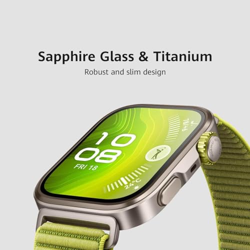 Huawei Watch FIT4 Pro Smartwatch, 1.82" Sapphire Display Titanium Alloy Bezel, Up to 10-Day Battery Life, Dual Band GPS, Golf Courses map, 40 m Free Diving, Compatible with Android iOS, Black