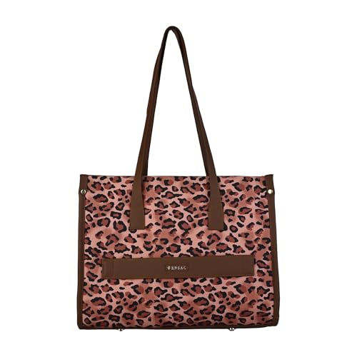 ENSAC Women’s Pink Leopard Print Tote Bag | Stylish Large Shoulder Handbag | Spacious Travel, Office & College Bag for Women and Girls