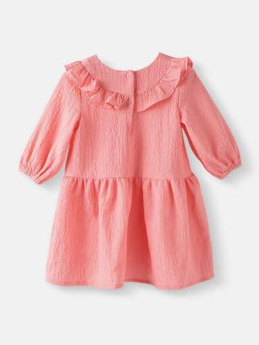 nauti nati Girl's Cotton Blend Classic Above The Knee Casual Dress (NNNGTW100082CW2_Peach