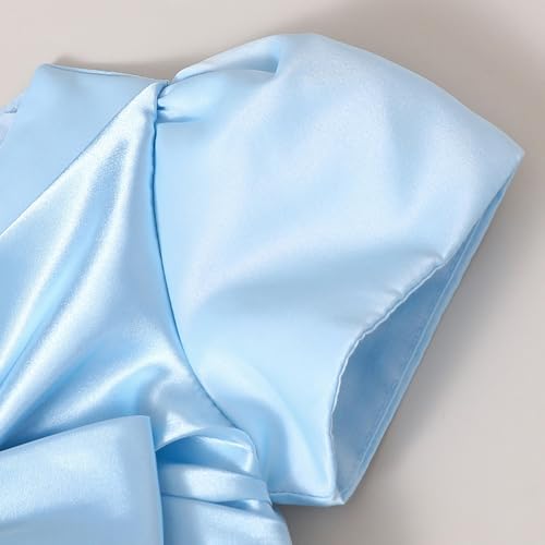 Hopscotch Girls Blue Short Sleeves Statement Bow Front Party Dress for Age (5-6 Years)