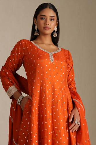 Soch Women's Viscose Blend Kurta Suit Set (OWS5CD21871_Orange