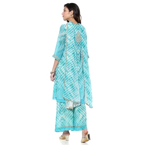BIBA Women's Georgette Kurta Sets (SKDUTSV10210AW24SEGRN_Green