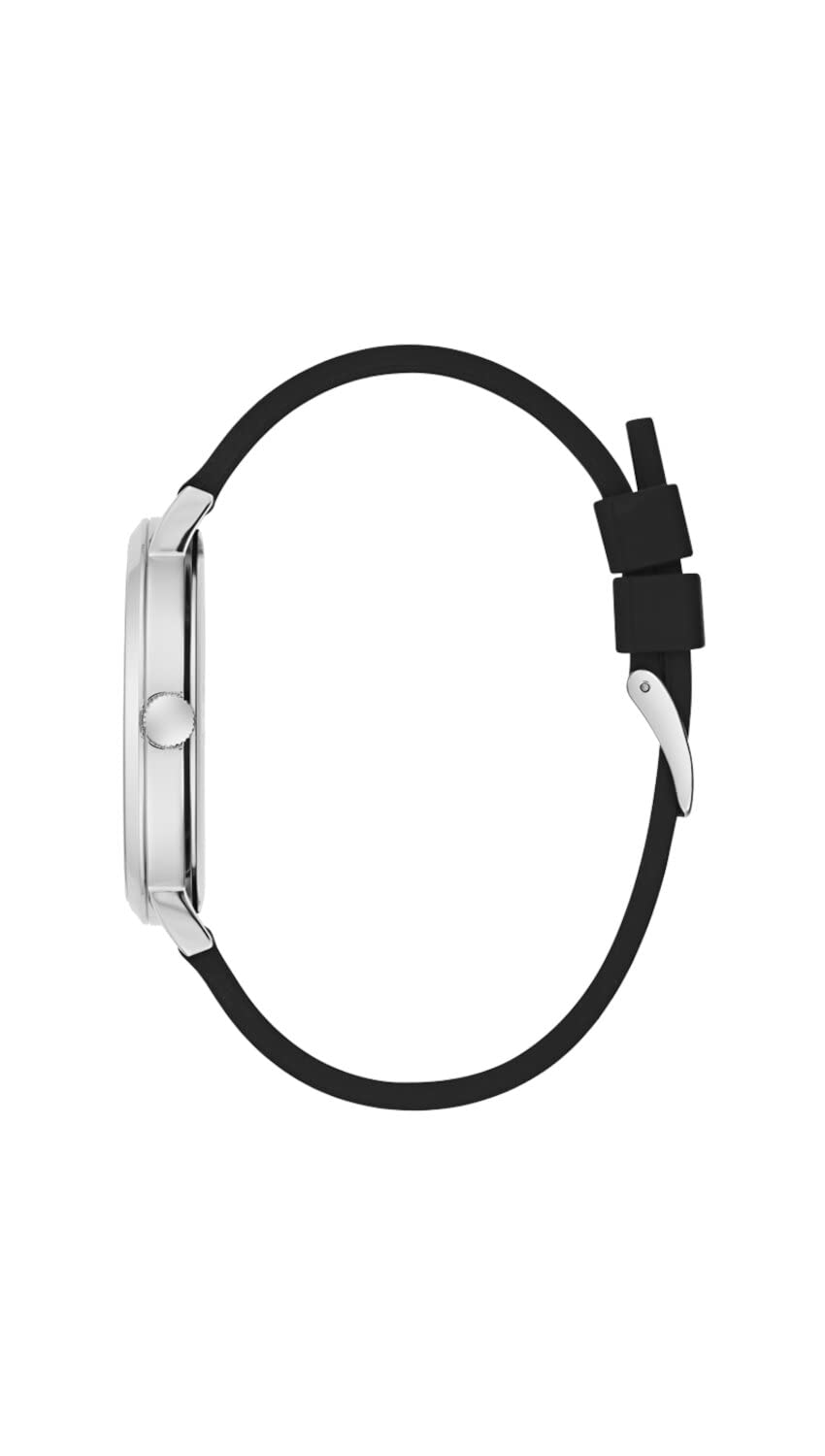 GUESS Silicone Analog Blue Dial Men Watch-Gw0503G2, Black Band