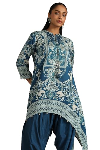 Soch Women's Viscose Kurta Set (RSD-FWS5KS10818_Teal Blue