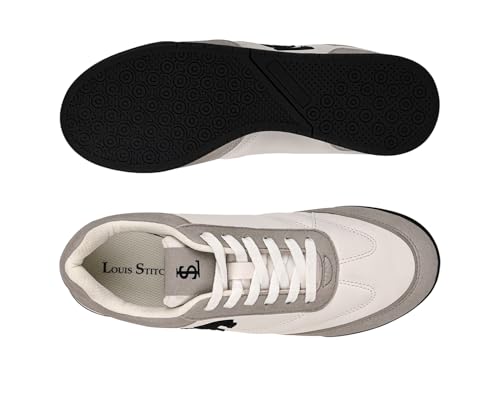 LOUIS STITCH Women’s Grey and White Casual Lightweight Sneakers | Ortholite Cushioned Comfort | Dual-Color TPR Sole | Lightweight & Comfortable Casual Lace-Up Shoes | LSD-SNK-NBL-GYWH | UK-8