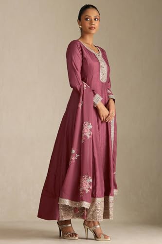 Soch Women's Viscose Blend Floor Length Dress (EWS5CD22100_Onion Pink