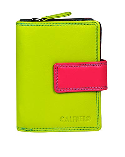 Women's Genuine Leather Wallet-Long Purse Wallet with Multiple Card Slots, Zip Pocket and Note Compartment (Green)