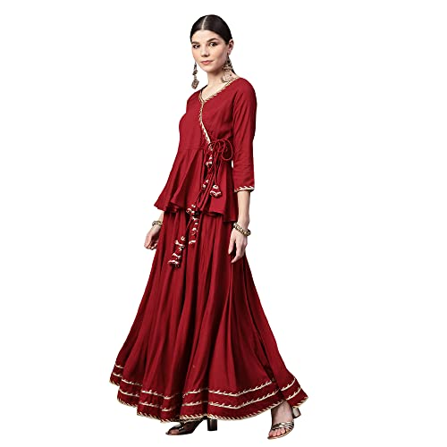 Divena Maroon Gota Hand Work lehenga dupatta set