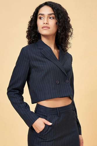 Women's Annabelle Navy Blazer Regular Fit,Baritone Blue,M