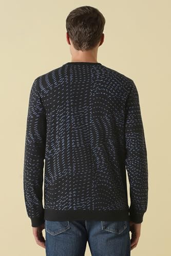 Men Black Crew Neck Full Sleeves Casual Sweatshirt