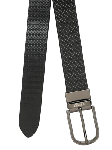 TYBELT Genuine Leather Belt for Men | Adjustable Waistband up to 34 Inches | Belt for Jeans & Dress Pants | Black & Brown (Pack of 1)_96_34