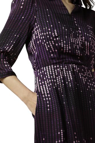 Allen Solly Women's Polyester Modern Knee-Length Dress (AHDRWRGF349841_Purple