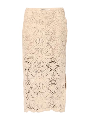 ONLY Women's Regular Fit Mid Rise Beige Skirt