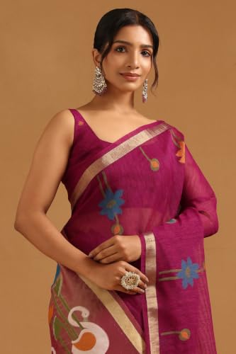 Soch Womens Wine Tissue Woven Design Saree