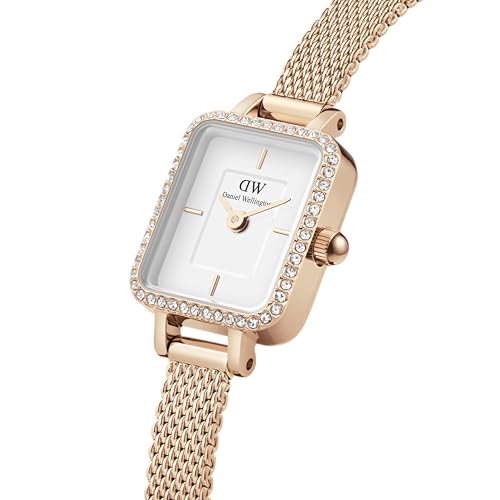 Daniel Wellington Quadro Analog Watch for Women with White Square Dial & Rose Gold Stainless Steel Bracelet Band Water Resistant Women's Wrist Watches - DW00100731K