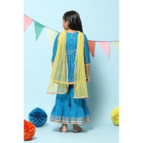 BIBA GIRL PRINTED GATHERED KID(KW5482_BLUE_11)