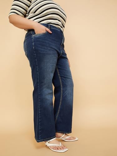 Max Women Washed Flared Jeans (Blue_40)