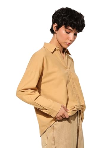 ONLY Women Regular Fit Brown Shirt