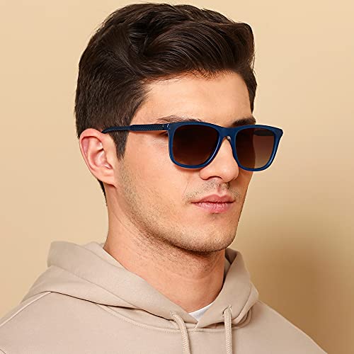 VINCENT CHASE EYEWEAR By Lenskart | Full Rim Wayfarer Branded Latest And Stylish Sunglasses | Polarization And 100% Uv Protected | Men & Women | Large | Vc S12643 Frame Blue/Lens Brown - Pack Of 1