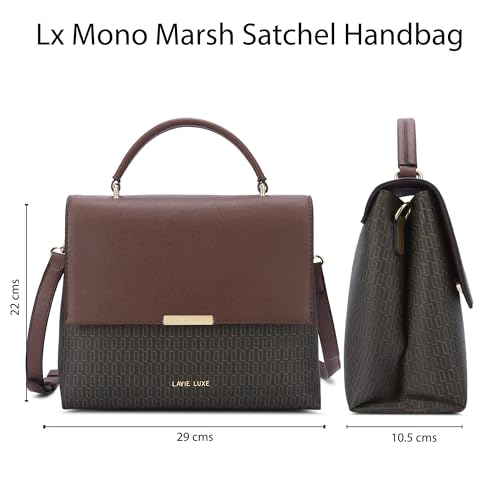 Lavie Luxe Women's Mono Marsh Satchel Bag for Women | Satchel Handbag for Work | Ladies purse | Stylish Shoulder Bag | Gift for Women