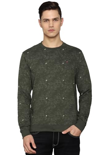 Louis Philippe Men Casual Green Print Sweatshirt