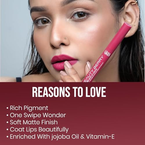 PREMIUM Poppins Matte Lip Crayon Lipstick for Women | Long Lasting Non Transfer Retractable Lip Crayon | Smudge Proof & Waterproof Lipstick Enriched with Jojoba Oil & Vitamin E (16 - False Mauve, 3g)-SH7711