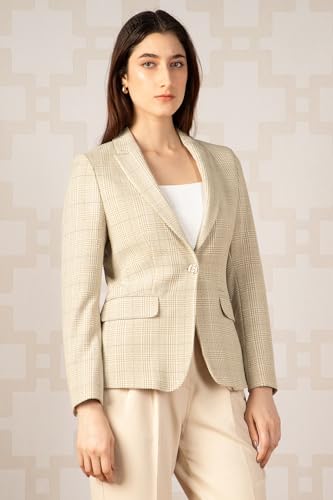 Women Beige Check Blazer