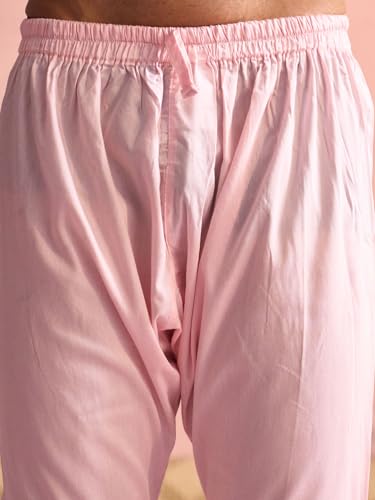 VASTRAMAY Men's Navy Blue And Pink Viscose Sherwani Set_VSHRMIW227NBnK169PNnVP2PN_40