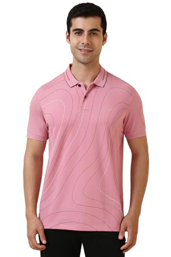 Allen Solly Men Pink Printed Polo Neck T-Shirt