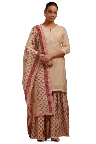 Soch Women's Chanderi Salwar Suit Set (EWA5CD22295_Beige