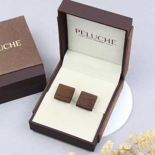 Peluche Natural Walnut Wooden Cufflinks for Men