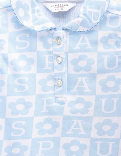 U.S. POLO ASSN. Girl's Printed Regular Fit Polo Shirt (UGTSH0359_Blue