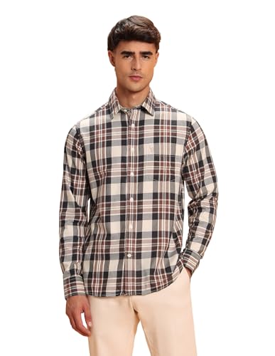 U.S.Polo ASSN. Men's Checkered Tailored Fit Shirt (USSHT3067_Beige