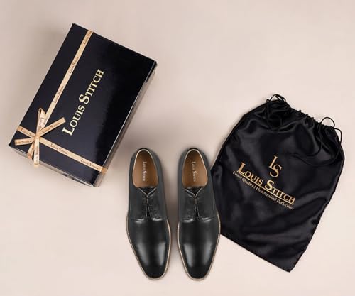 LOUIS STITCH Jet Black Casual Shoes for Men | Ultra Lightweight and Comfortable | Cushioned Footbed Men’s Derbys | LSMX-PLJB | UK-8