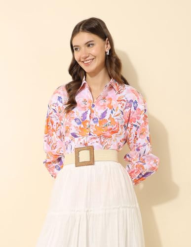 U.S. POLO ASSN. Relaxed Fit Floral Printed Shirt (UWSS25SHT187_Multi-Colour_M)