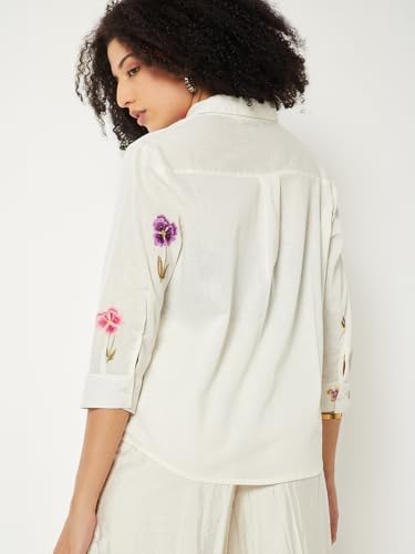 Max Women Embroidered Shirt(White_S)