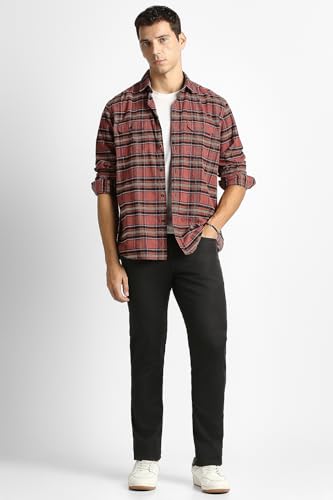 Men Black Solid Trousers